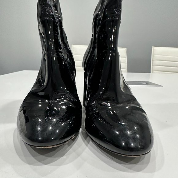 Louis Vuitton Boots Women Size 39 Black Patent Silhouette Ankle Booties Zip - Picture 5 of 16